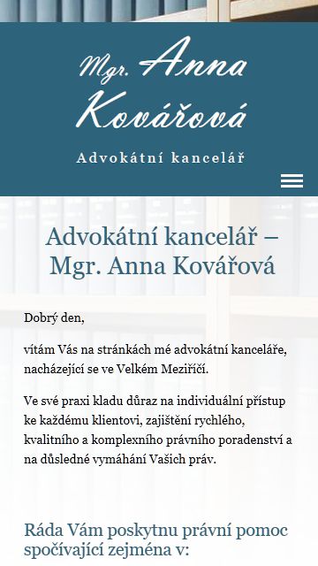 advokatkovarova.cz mobilní zobrazení