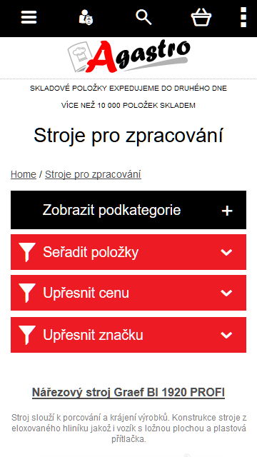 mobilní zobrazení