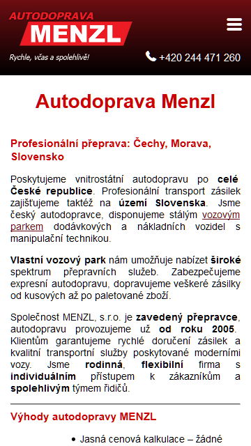 mobilní zobrazení
