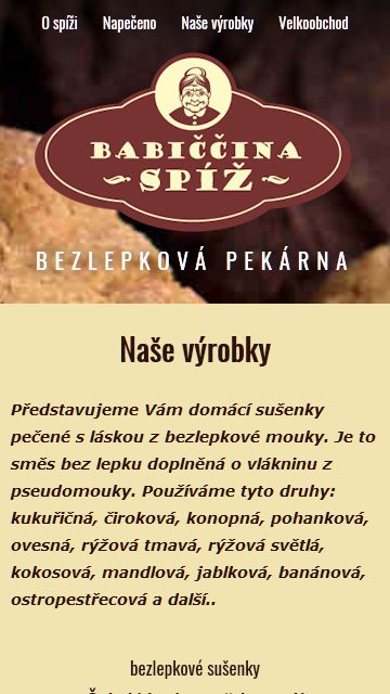 bezlepkovababicka.cz mobilní zobrazení